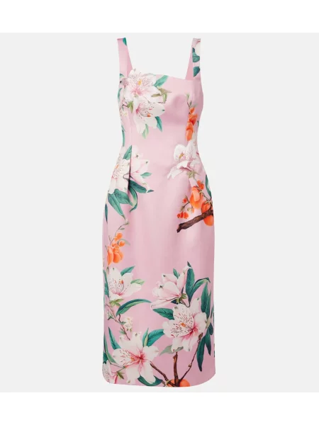 Rochie midi Leo Lin din satin cu model floral până la genunchi roz