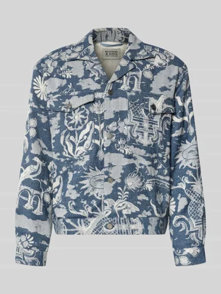 Kurtka we wzór na całej powierzchni z kołnierzem z połami Scotch & Soda granatowa