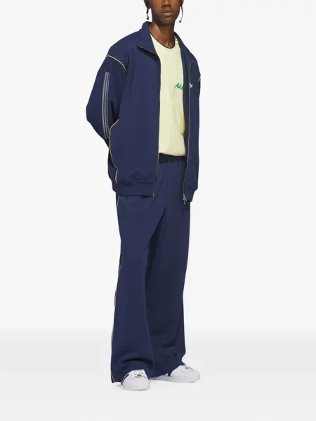 Csíkos kötött galléros póló Adidas fekete