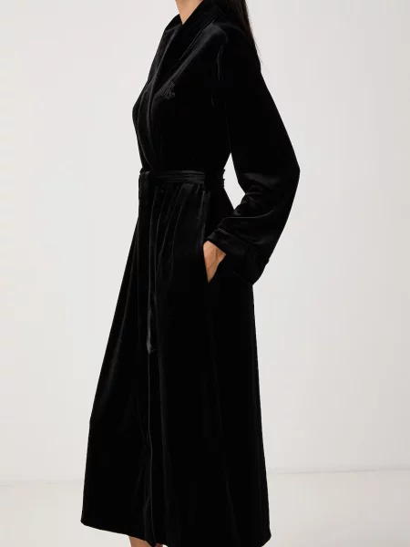 Lauren Ralph Lauren халат дамски от кадифе черно