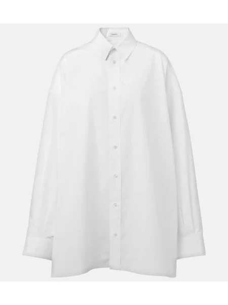 Rochie tip cămașă Wardrobe.nyc din poplin de costum alb