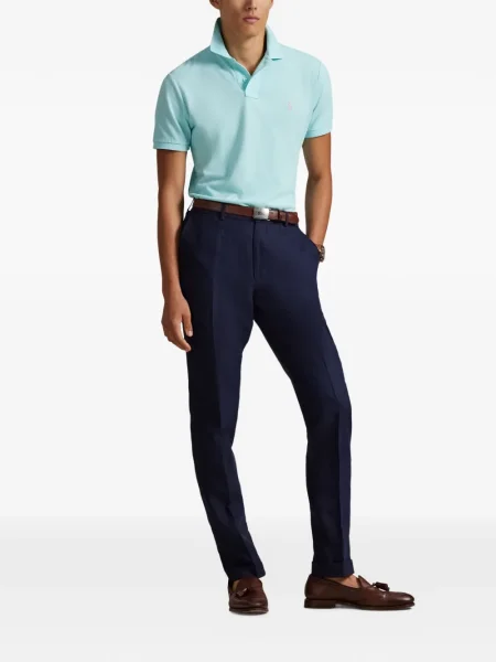 Pruhované stahovací šňůrka tričko Polo Ralph Lauren s autogramem modré