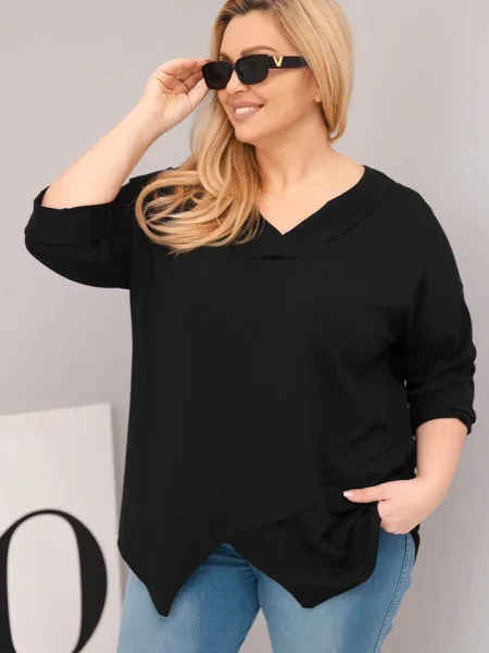 Bluză Kesi cu decolteu în V negru