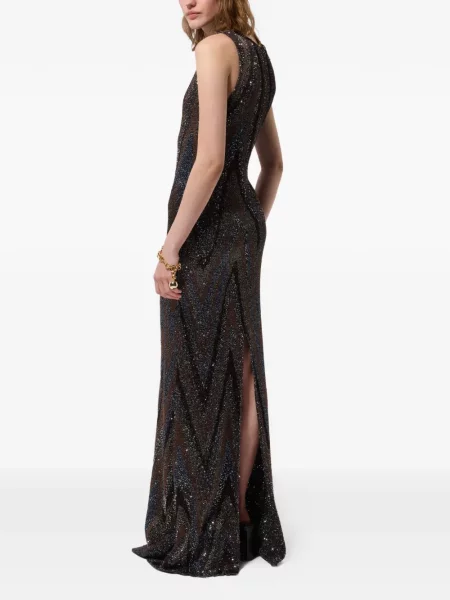 Rochie Missoni cu paiete tricotate maro