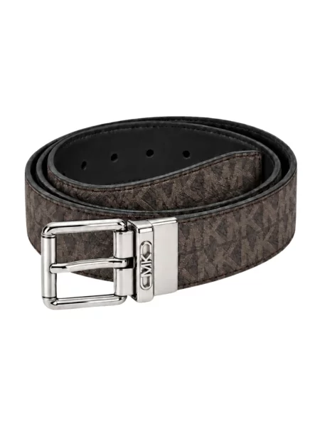 Pasek Michael Kors skórzany z logo brązowy