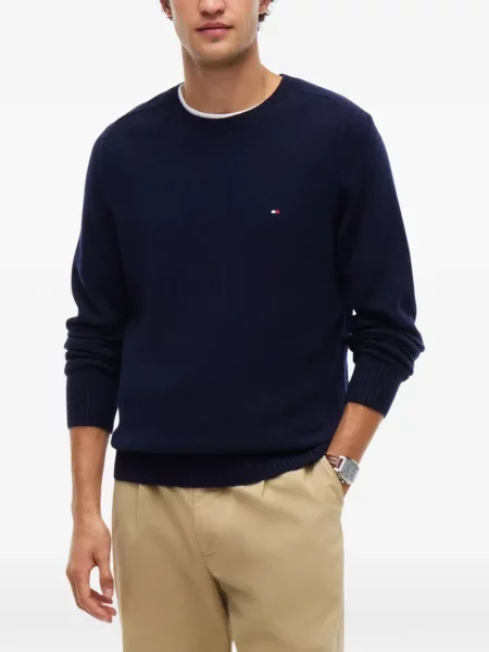 Pulover Tommy Hilfiger cu decolteu rotund albastru