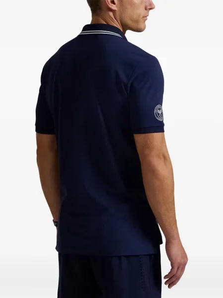 Tricou Polo Ralph Lauren din piele cu broderie în carouri maro