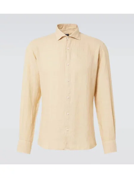 Lněná košile Fedeli béžová