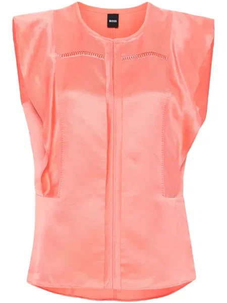 Bluză Boss din țesătură twill portocaliu