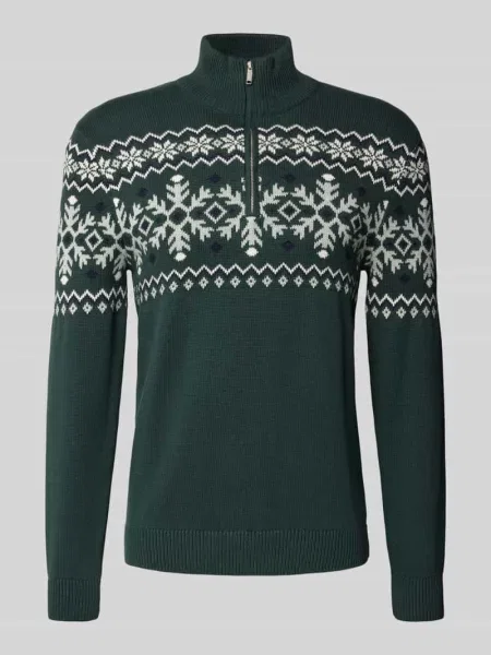 Sweter z dzianiny z kołnierzem Mcneal zielony