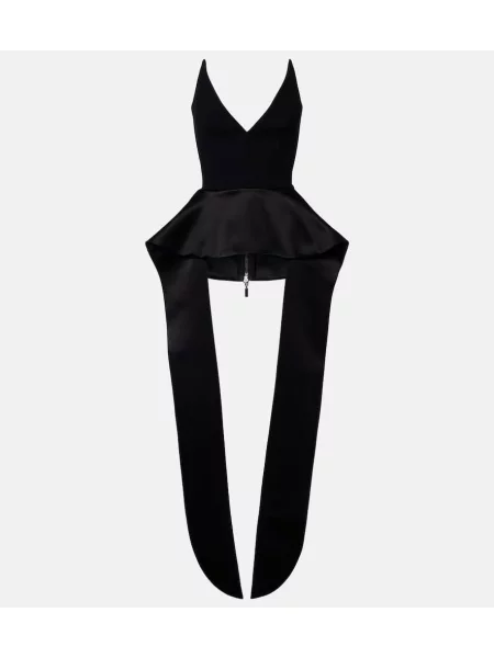 Satynowy top Maticevski z baskinką czarny