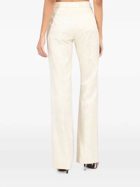 Pantaloni Roberto Cavalli cu model leopard din jacard evazate alb