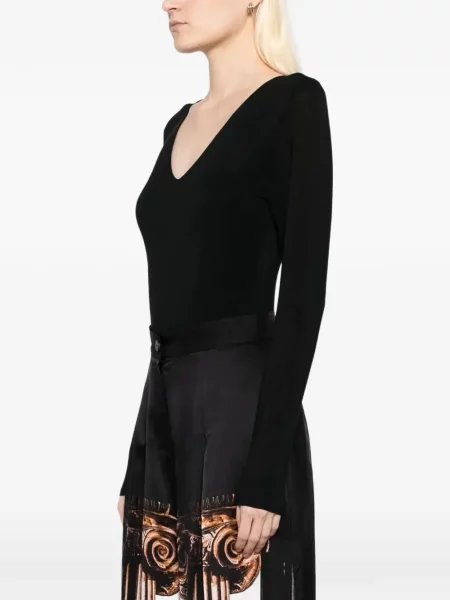Μακρύς κορμάκι Tessitura Body Couture με λαιμόκοψη v μαύρο