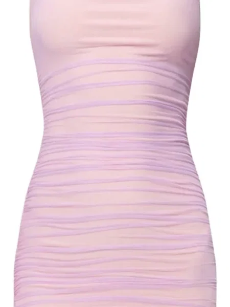 Rochie midi Hervé Léger cu volane roz