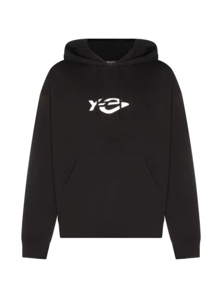 Hanorac cu glugă Y-3 cu imagine din material terry cu cordon negru