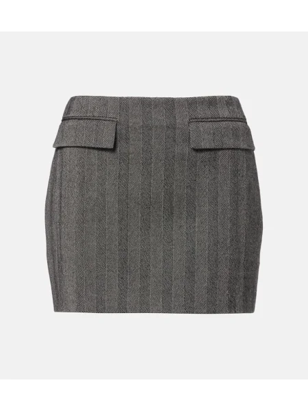 Fustă Ferragamo de lână cu dungi gri