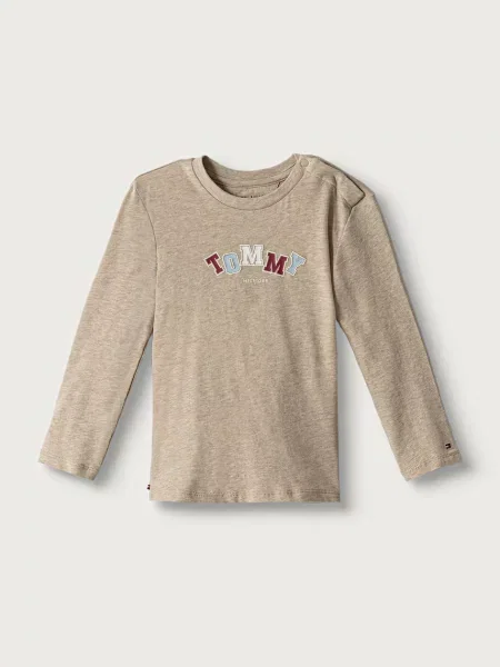 Tommy Hilfiger majica dugih rukava za djecu od pamuka s elastanom bež