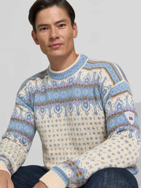 Sweter o kroju regular fit z czystej wełny model Albertville' Dale Of Norway biały