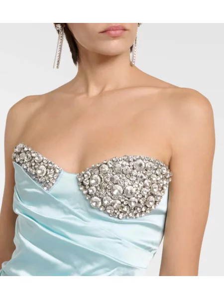 Rochie Area din satin de cristal albastru