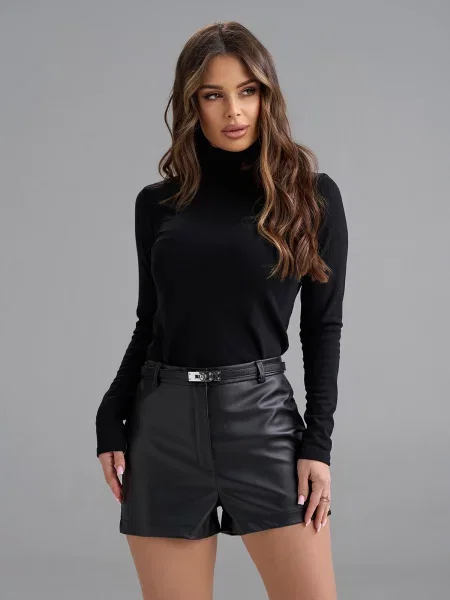 Шорти ISSA Plus екошкіра чорний