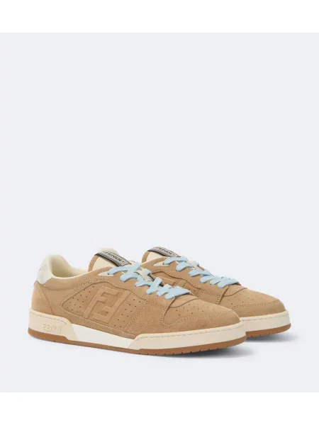Sneakerși Fendi din piele de căprioară bej