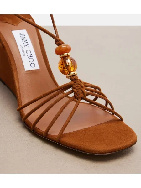 Sandali Jimmy Choo iz semiša s polno peto rjava