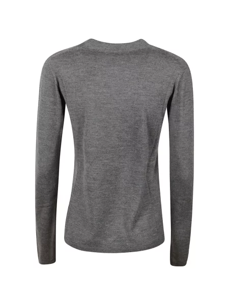 Lung pulover Max Mara cu decolteu rotund gri