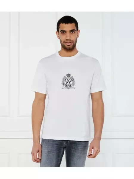 HUGO Tricou Daminor alb
