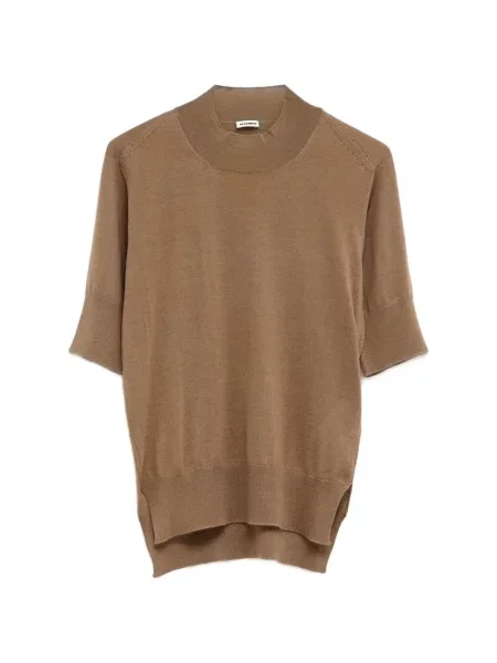 Tricou Jil Sander cu decolteu rotund maro