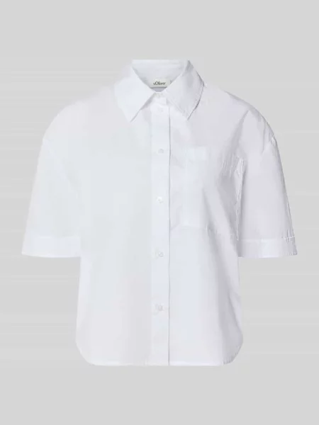 Bluzka z krótkim rękawem o kroju regular fit z czystej bawełny S.oliver Red Label biała
