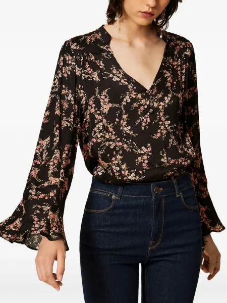 Bluză Twinset cu model floral negru