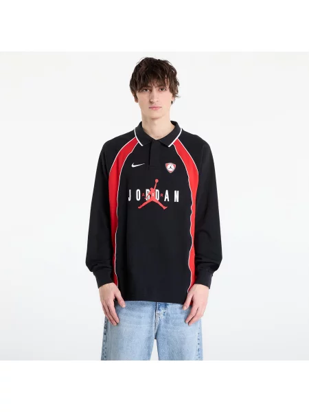 Jersey Jordan Flight Long-Sleeve Polo Jersey Black/ University Red/ University Red L negru