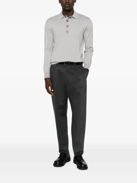Lung tricou polo Eleventy gri