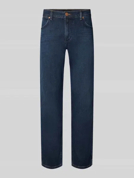 Jeansy o kroju straight fit z mieszanka bawełny model Greensboro' Wrangler granatowe