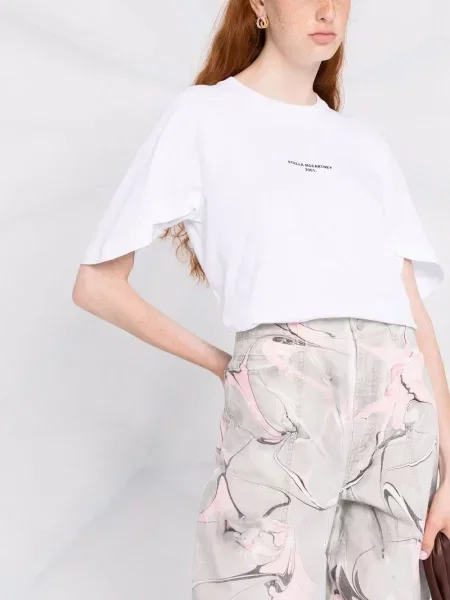 Raštuotas marškinėliai Stella Mccartney balta
