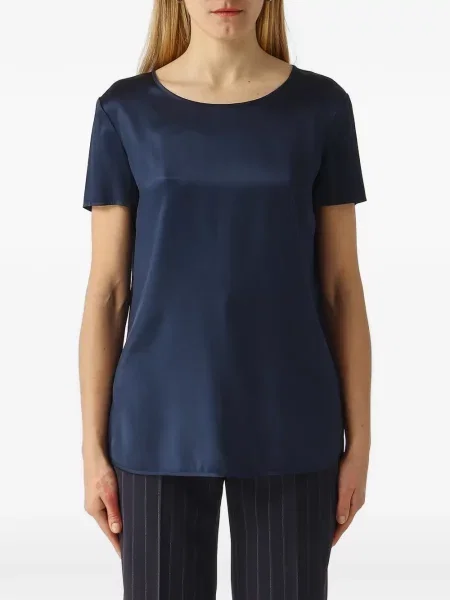 Scurt tricou Max Mara din satin albastru