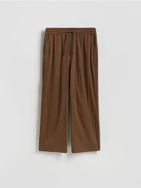 Reserved Pantaloni cu șnur decorativ cacao-cu-lapte