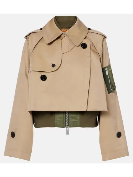 Geacă Sacai din țesătură twill bej