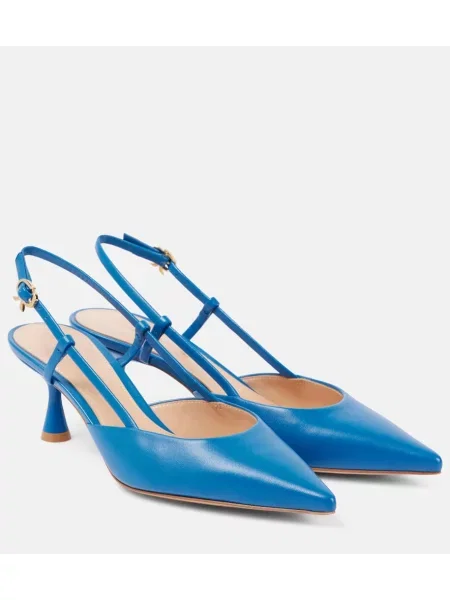 Pantofi cu toc Gianvito Rossi din piele slingback albastru
