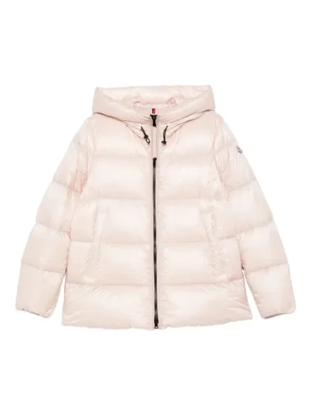 Μπουφάν Moncler με κουκούλα ροζ