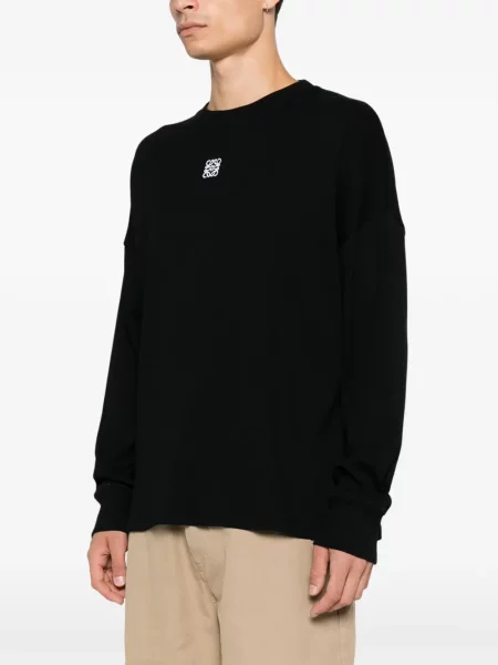 Lung tricou Loewe cu broderie negru