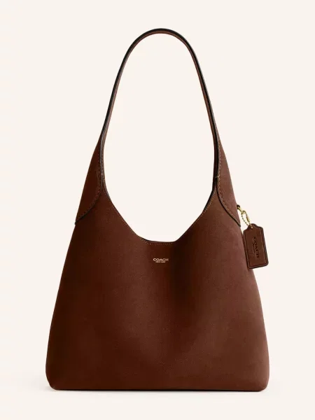 Coach torebka zamszowa Brooklyn Shoulder Bag 28 brązowa