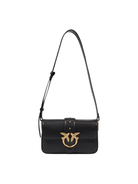 Torebka crossbody Pinko skórzana pikowana czarna