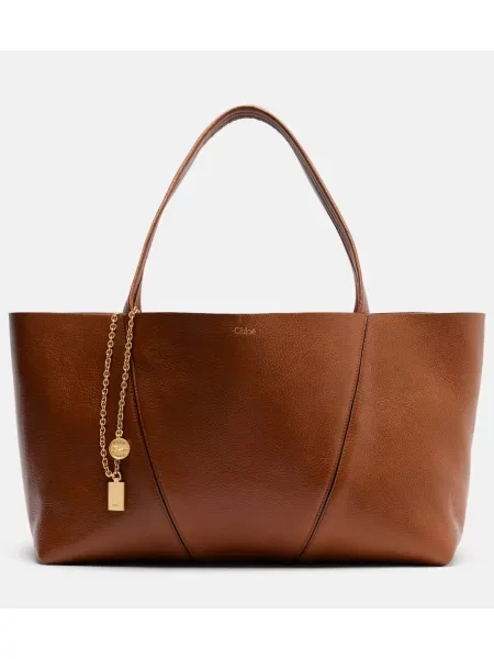 Usnjena usnjena torbica Chloe rjava