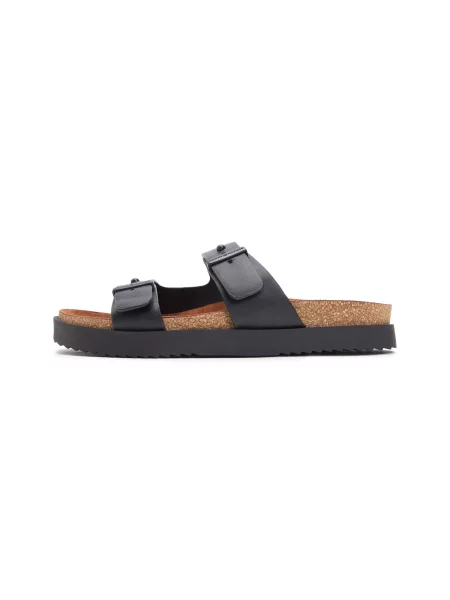 Šľapky Tommy Hilfiger Cork Adjustable Lth Sandal čierna