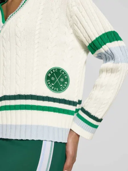 Sweter o kroju relaxed fit z dodatkiem wełny lana Marc Cain biały