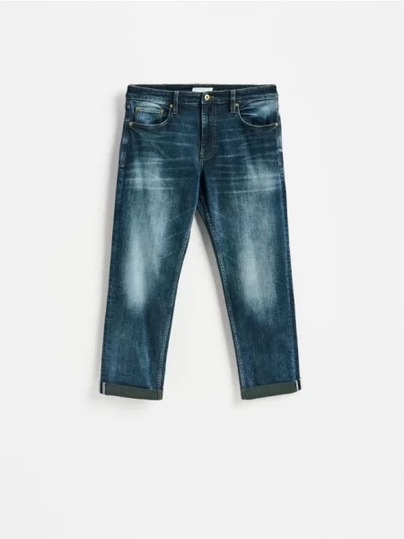 Reserved Jeansy straight z efektem sprania indigo jeans