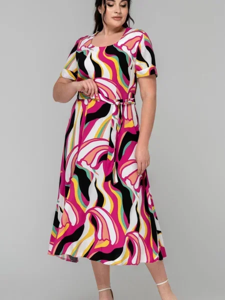 Сукня міді All Posa малиновий бавовна/віскоза