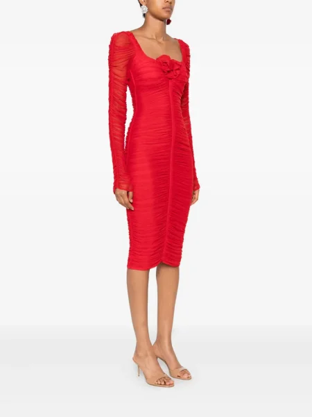 Rochie maxi Blumarine cu volane lungă de costum roșu