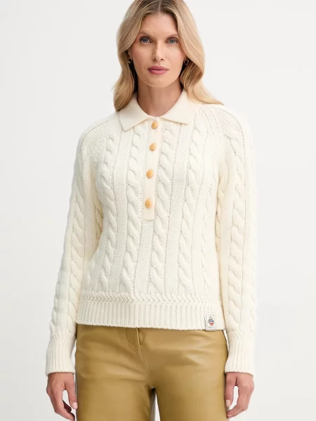 Bally sweter wełniany ciepły beżowy